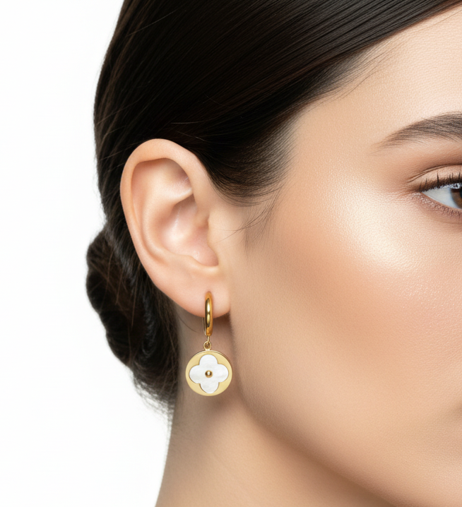 Clover Charm Hoop Earrings