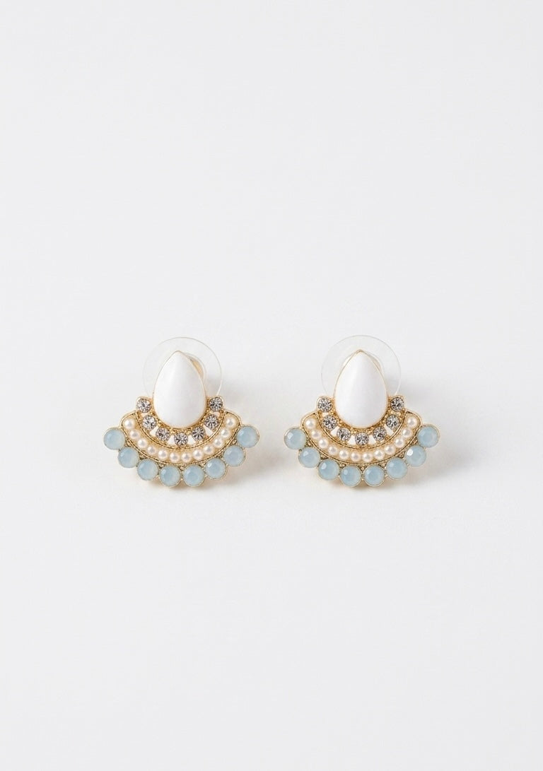 The White Pearl Fan Earrings