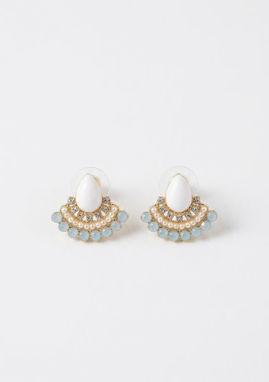The White Pearl Fan Earrings
