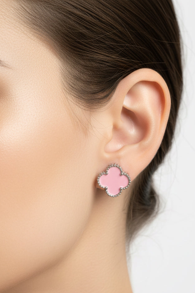 Clover Stud Earrings Silver