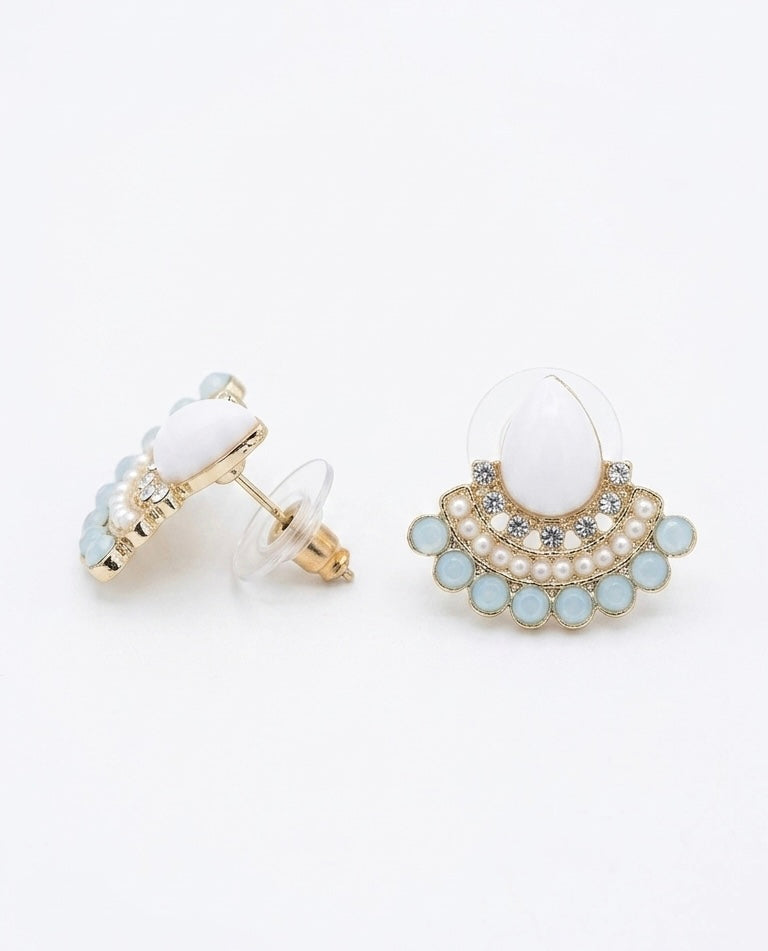 The White Pearl Fan Earrings
