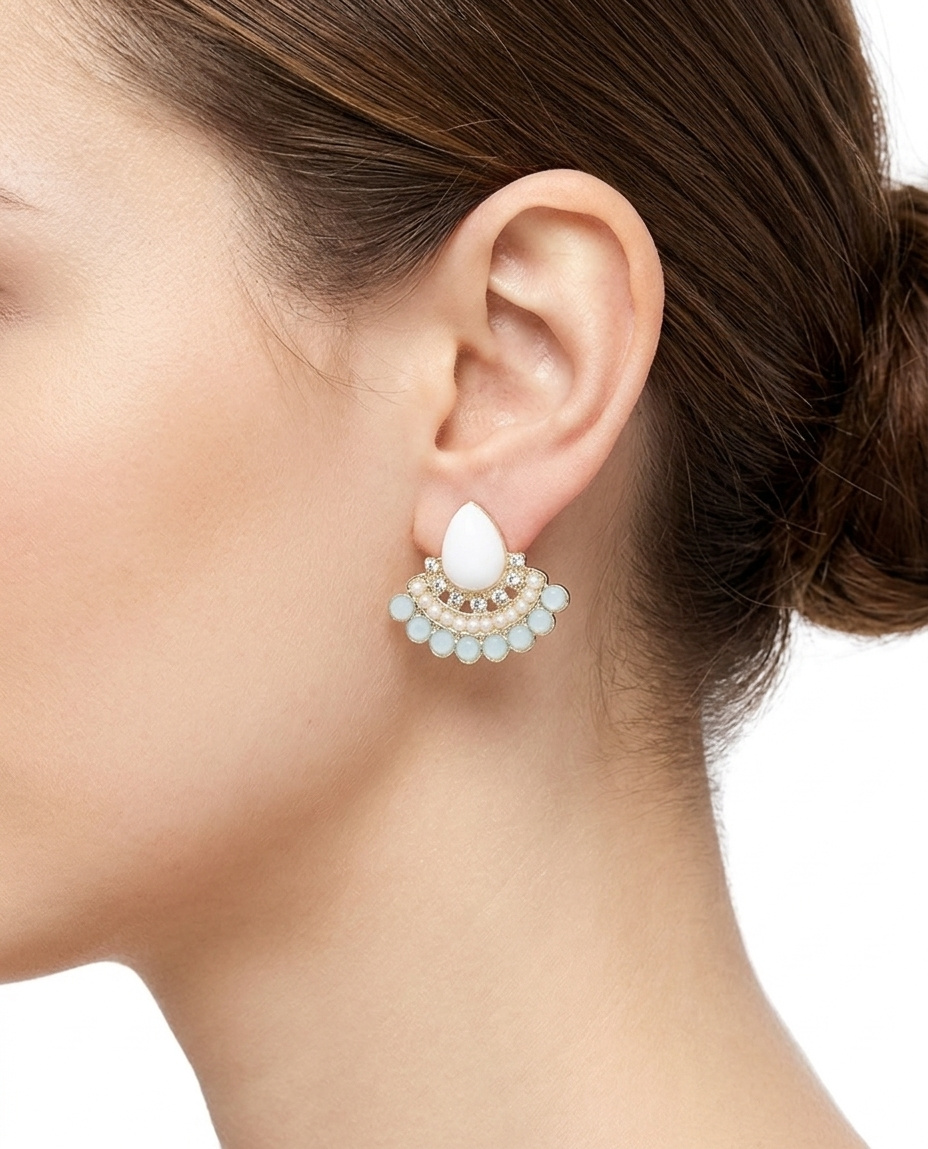The White Pearl Fan Earrings